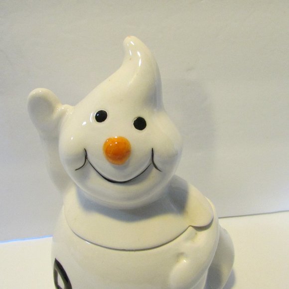 vintage ceramic ghost shape candy jar Halloween fall decor - Picture 3 of 10